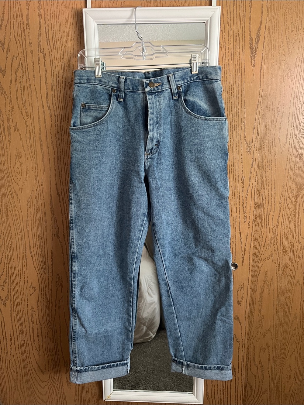 Wrangler Men's Straight Jeans in Light Blue Denim